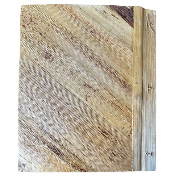 Hawaiian Handmade Photo Album With Palm Tree & Shell Design Dried Leaf Cover VTG - Picture 2 of 16